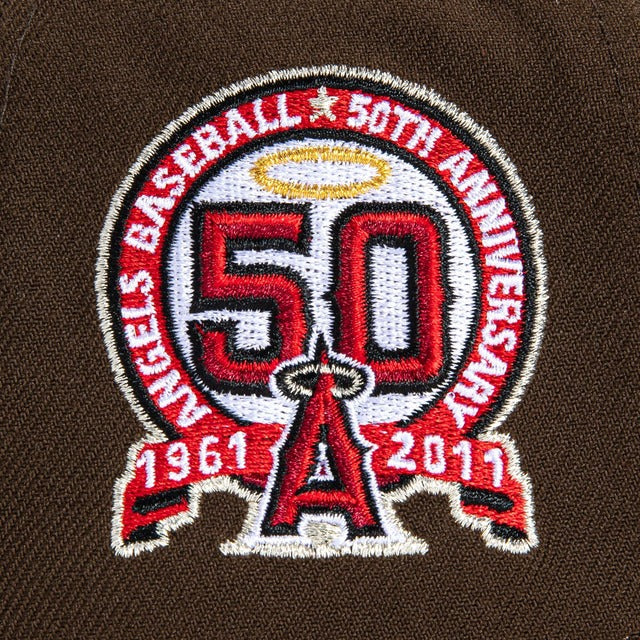 NEW ERA MLB 9FORTY A-FRAME LOS ANGELES ANGELS 50TH ANNIVERSARY PATCH SNAPBACK BROWN