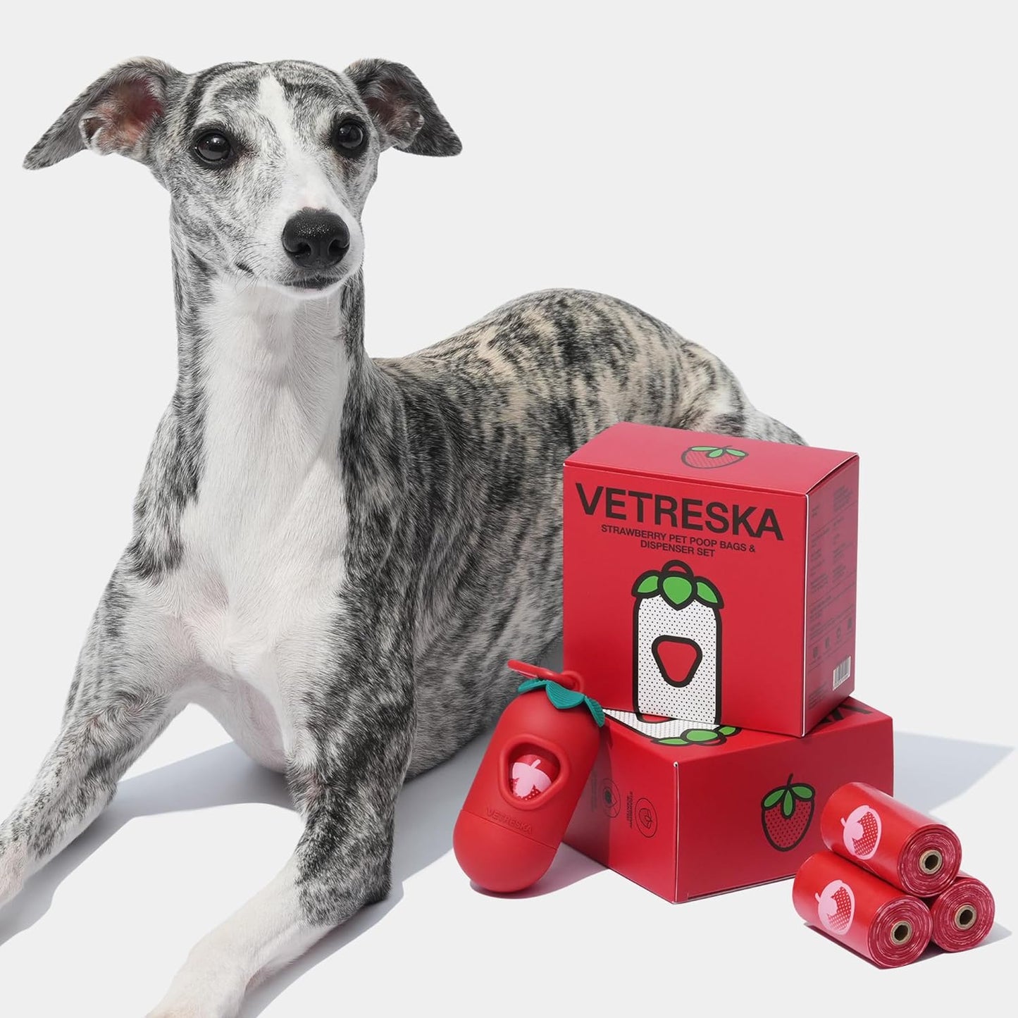 VETRESKA STRAWBERRY PET POOP BAGS SET