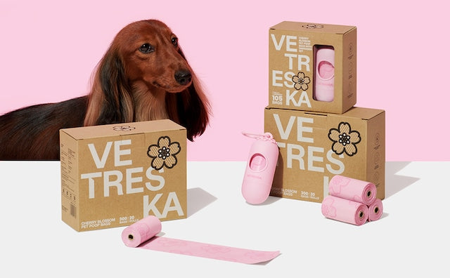 VETRESKA CHERRY BLOSSOM PET POOP BAGS SET