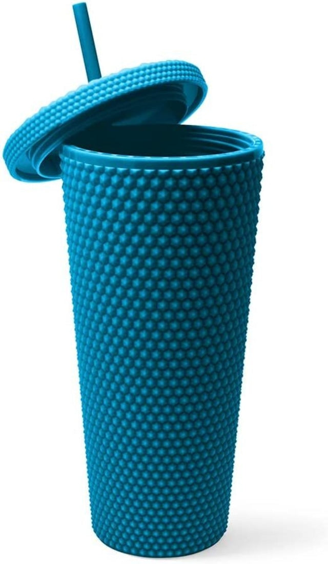 WEST&FIFTH Matte Studded Tumbler with Lid & Straw