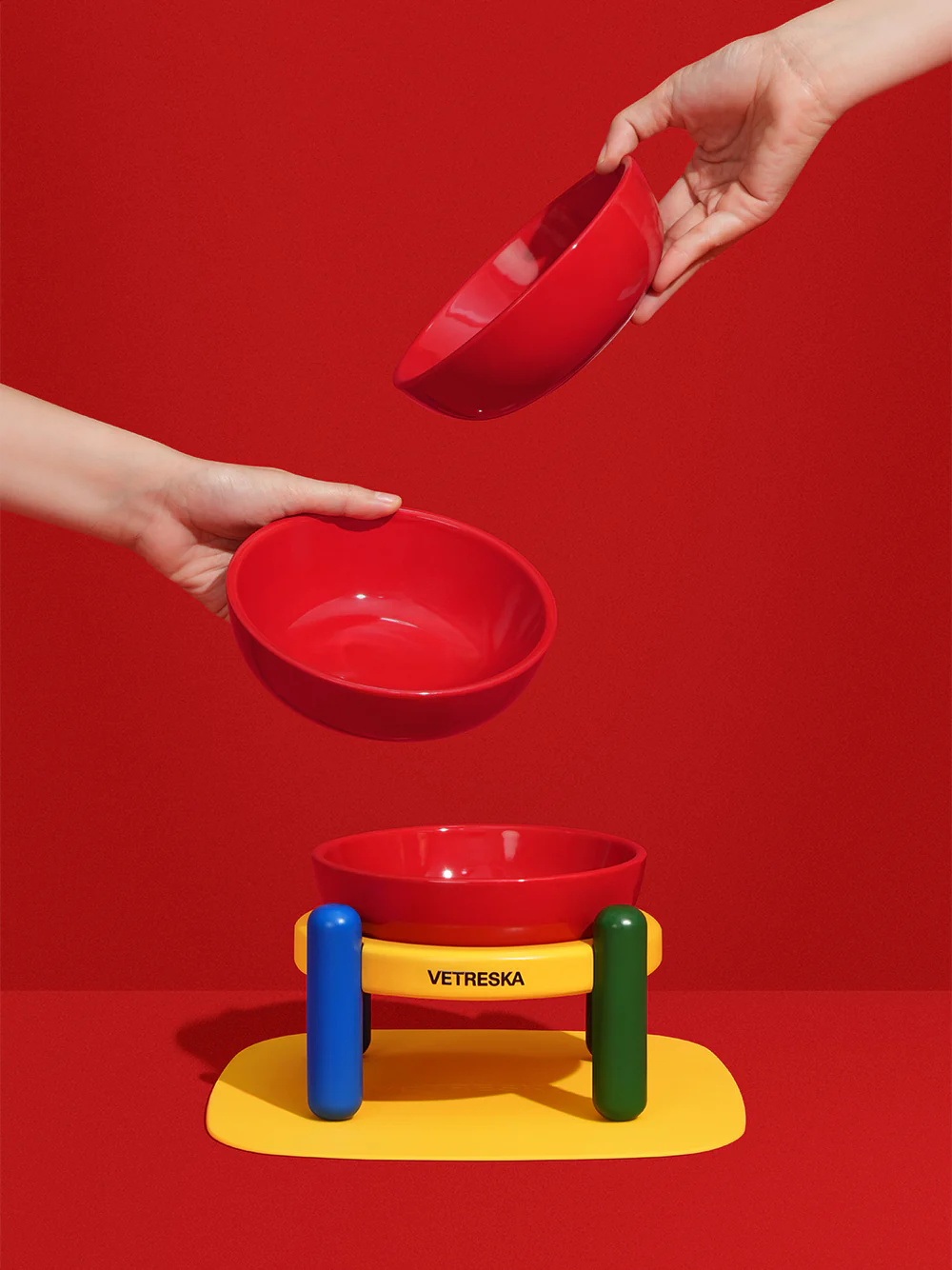 VETRESKA CHROMA PET BOWL & MAT SET