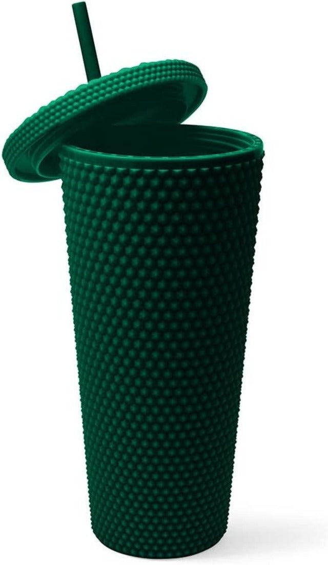 WEST&FIFTH Matte Studded Tumbler with Lid & Straw