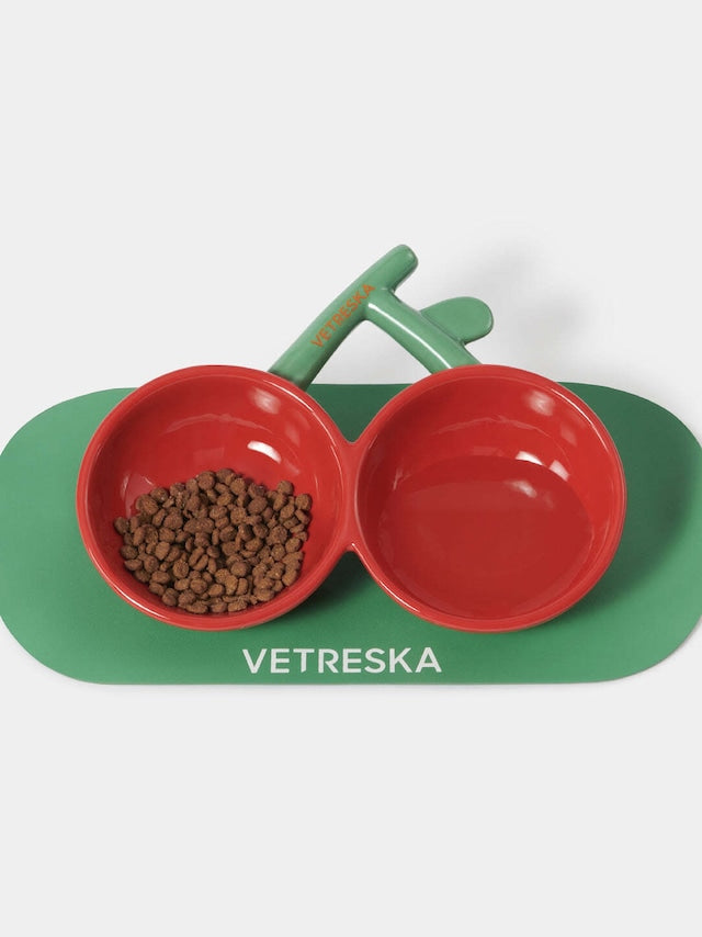 VETRESKA CHERRY CERAMIC PET BOWL