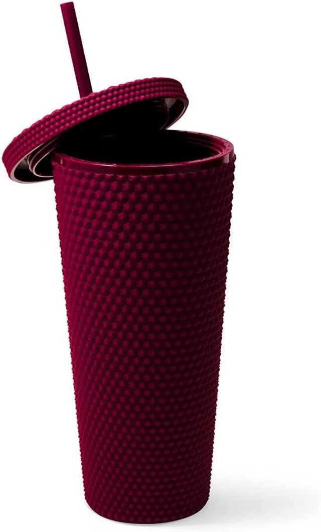 WEST&FIFTH Matte Studded Tumbler with Lid & Straw