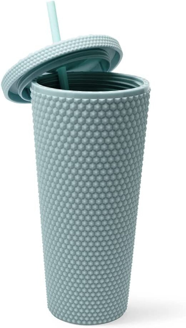 WEST&FIFTH Matte Studded Tumbler with Lid & Straw