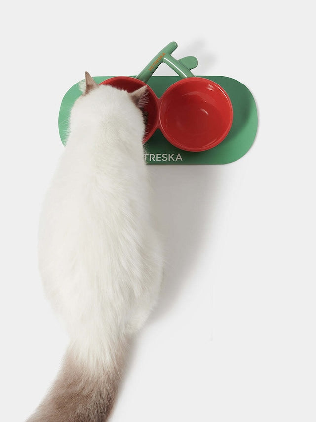 VETRESKA CHERRY CERAMIC PET BOWL