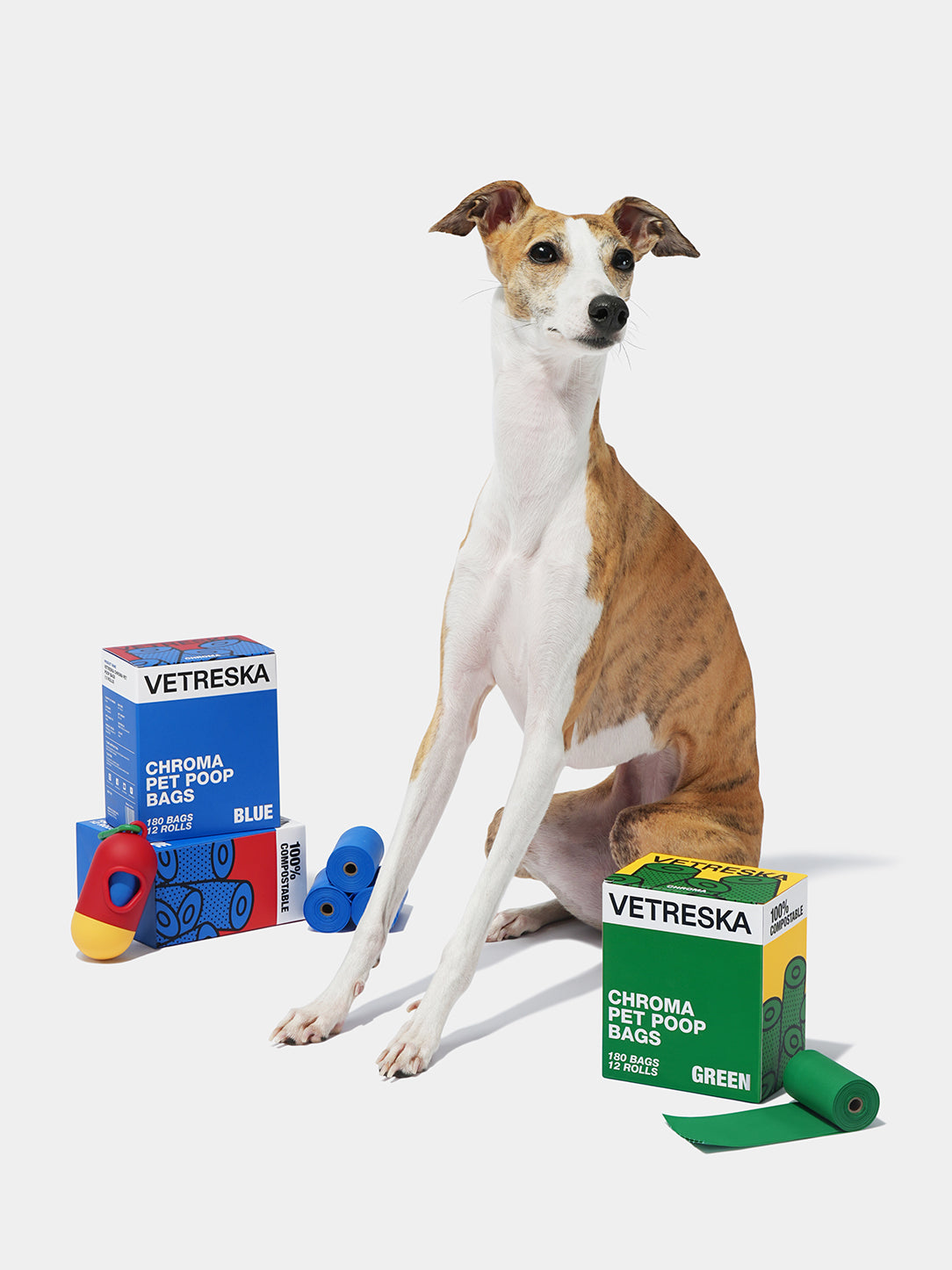 VETRESKA CHROMA PET POOP BAGS SET RED