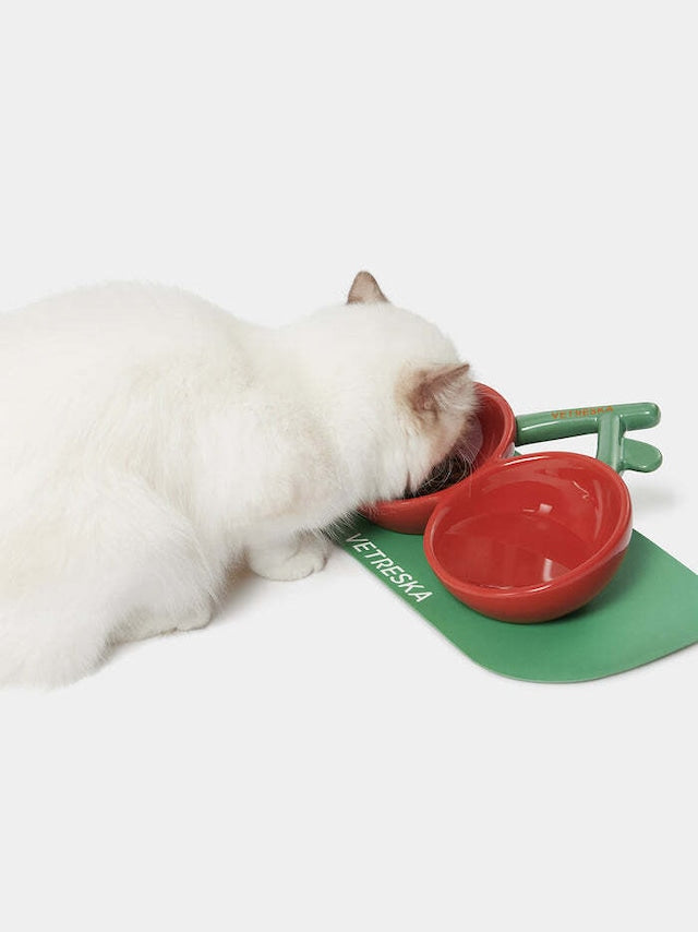 VETRESKA CHERRY CERAMIC PET BOWL