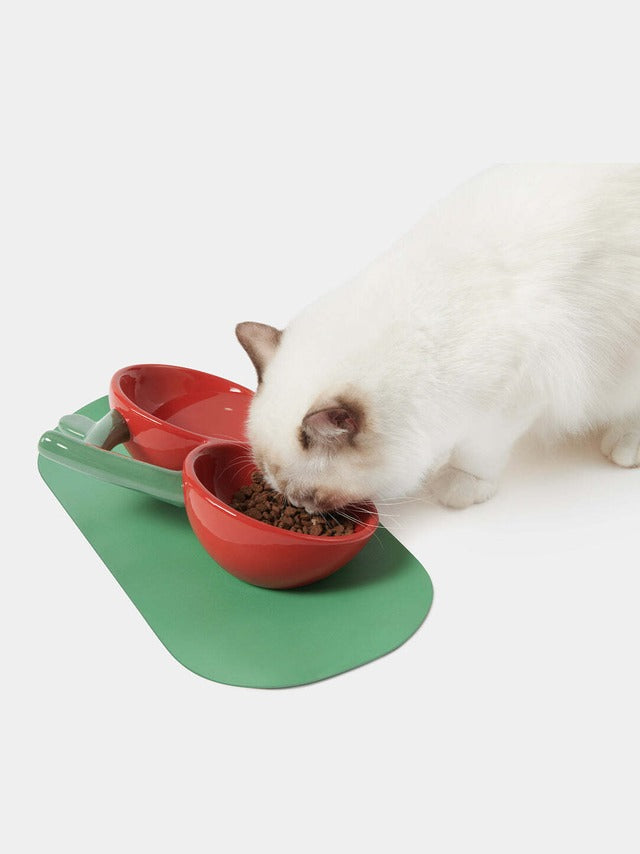 VETRESKA CHERRY CERAMIC PET BOWL