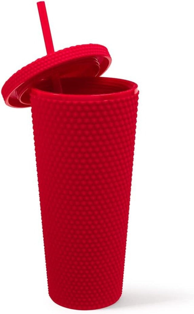WEST&FIFTH Matte Studded Tumbler with Lid & Straw