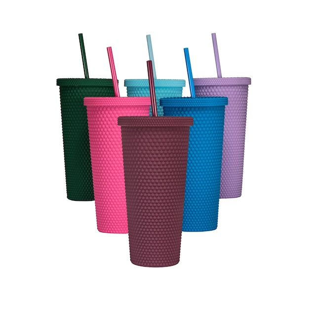 WEST&FIFTH Matte Studded Tumbler with Lid & Straw