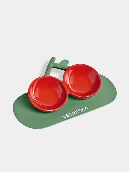 VETRESKA CHERRY CERAMIC PET BOWL