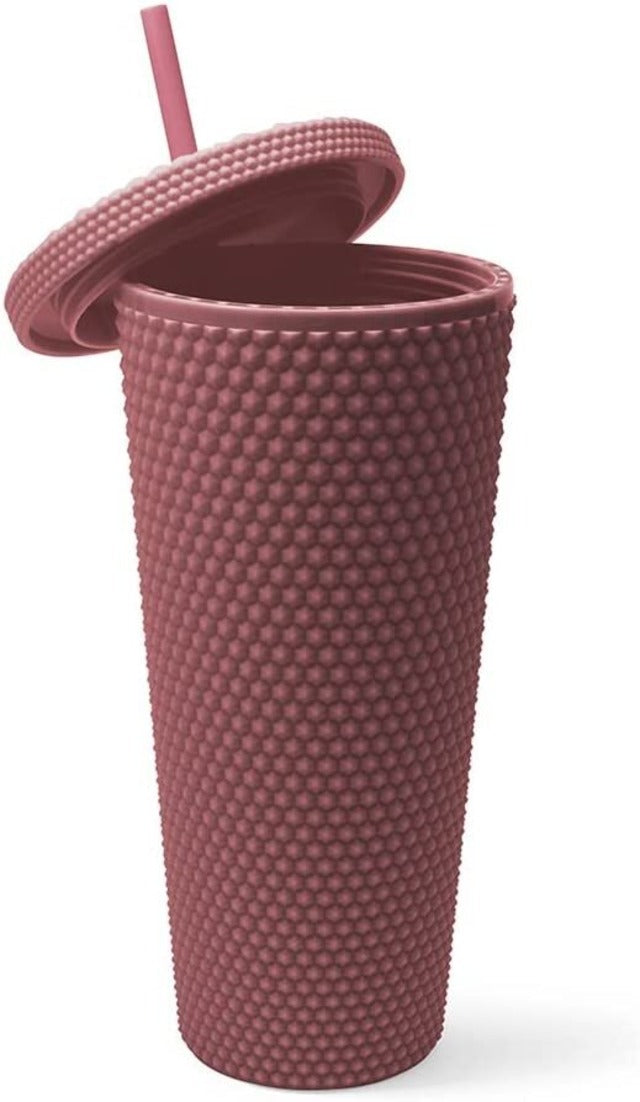 WEST&FIFTH Matte Studded Tumbler with Lid & Straw
