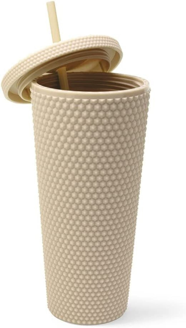 WEST&FIFTH Matte Studded Tumbler with Lid & Straw