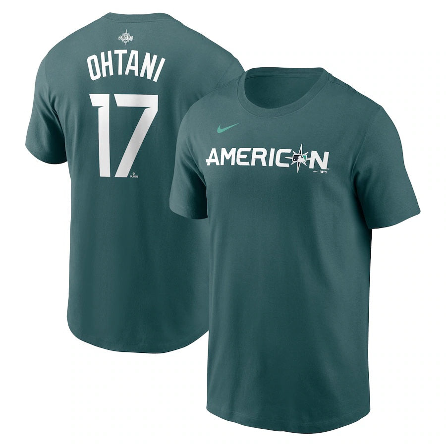 2023 SHOHEI OHTANI AMERICAN LEAGUE MLB ALL-STAR GAME NAME&NUMBER T-SHIRT TEAL