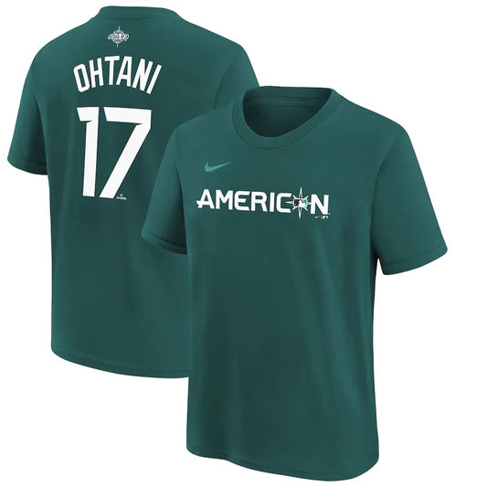 2023 SHOHEI OHTANI AMERICAN LEAGUE MLB ALL-STAR GAME NAME&NUMBER T-SHIRT YOUTH TEAL